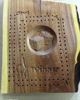 Mesquite Cribbage Board with Dice carving